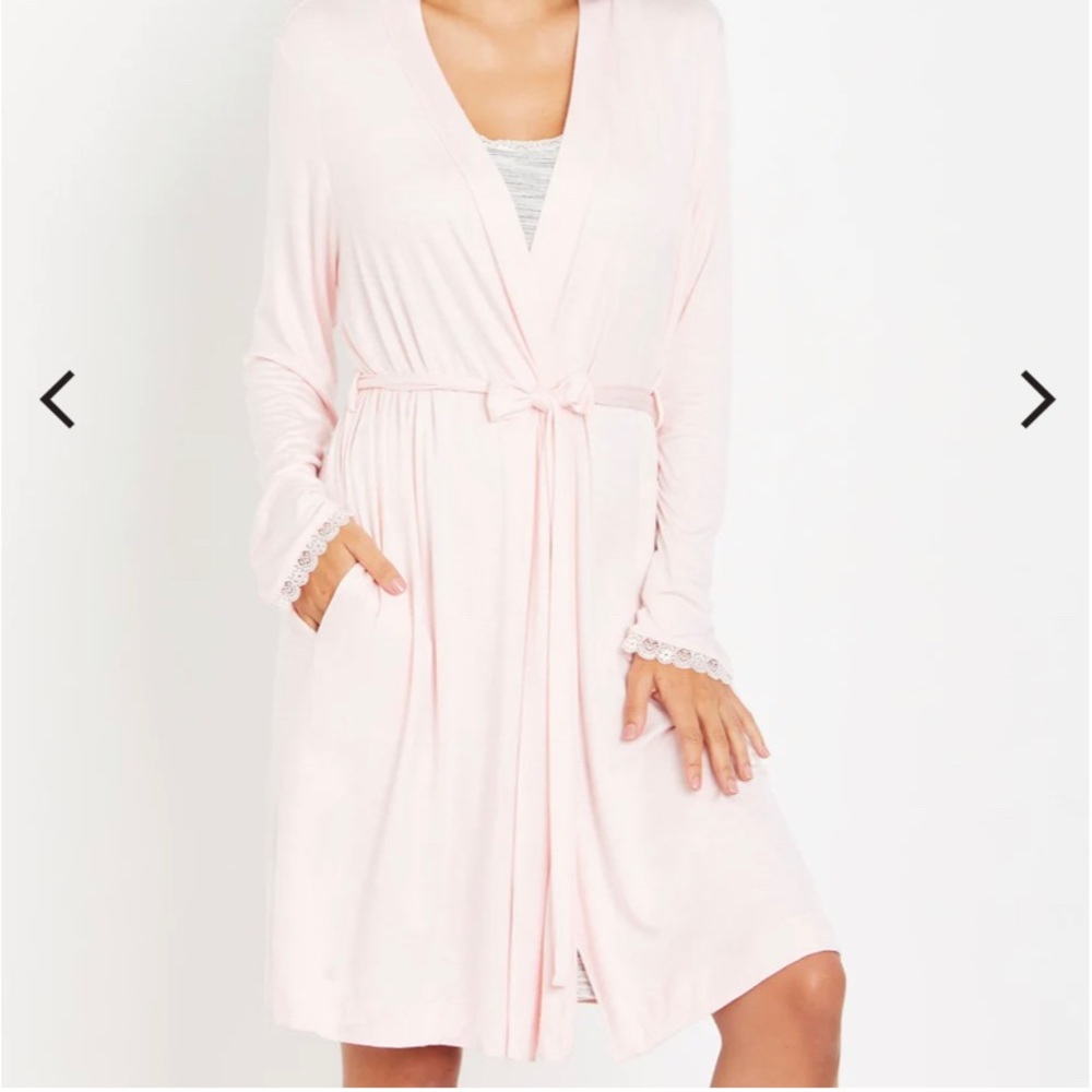 Motherhood Maternity Lace Trim Sleep and Nursing Robe